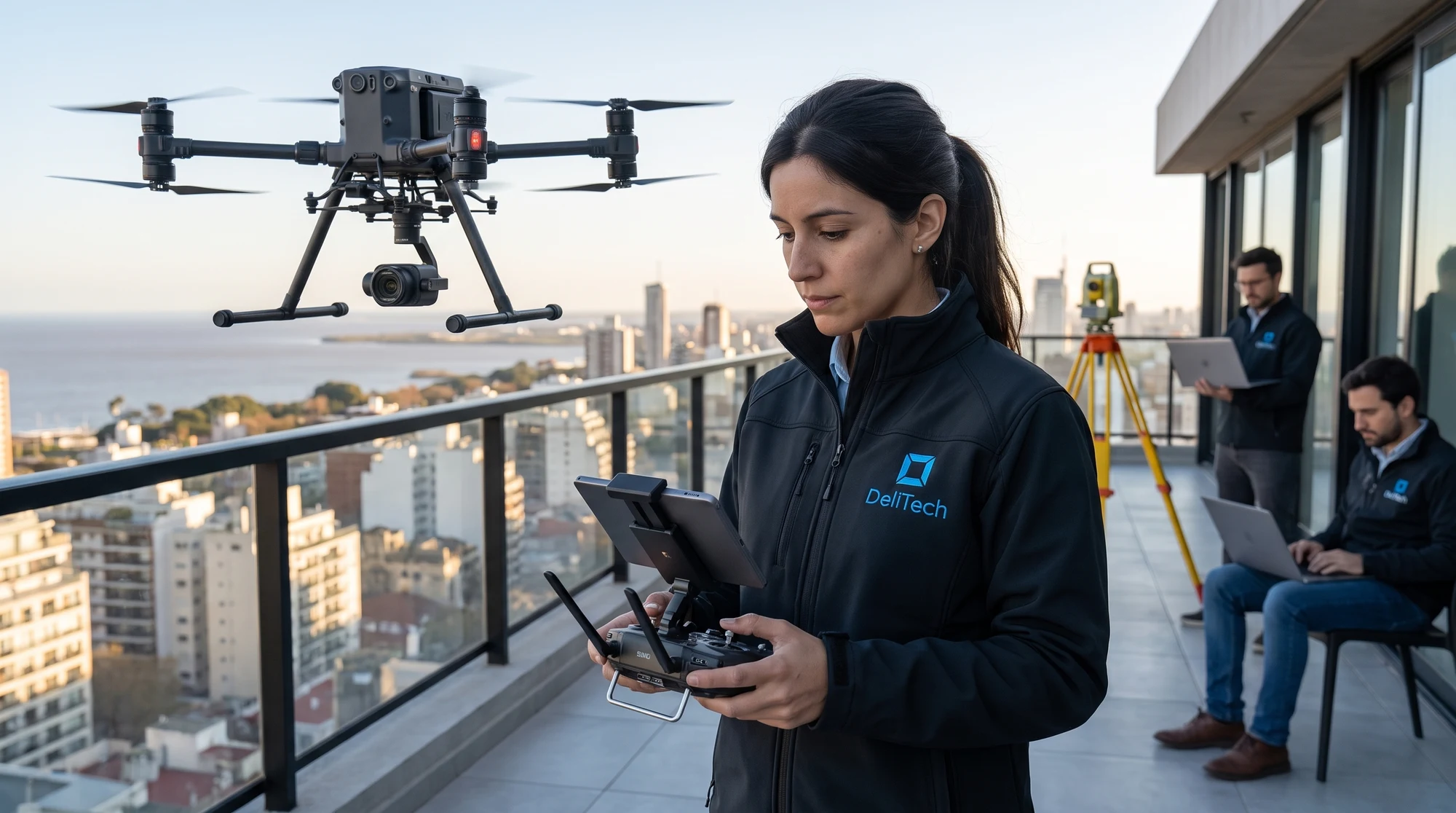 Relevamiento aéreo sobre la ciudad con un dron operado por el equipo de DeliTech